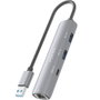 Aisens Docking Station USB-A a Gigabit Ethernet + Hub 1xUSB-C y 2xUSB-A, Gris